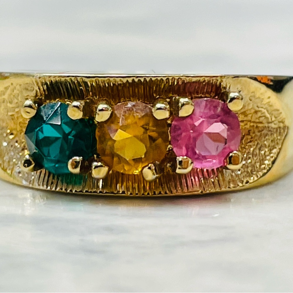 Vintage Gold Plated Birthstone mothers Band Ring Sz 6.25 Vintage Statement Y2K - Picture 9 of 12